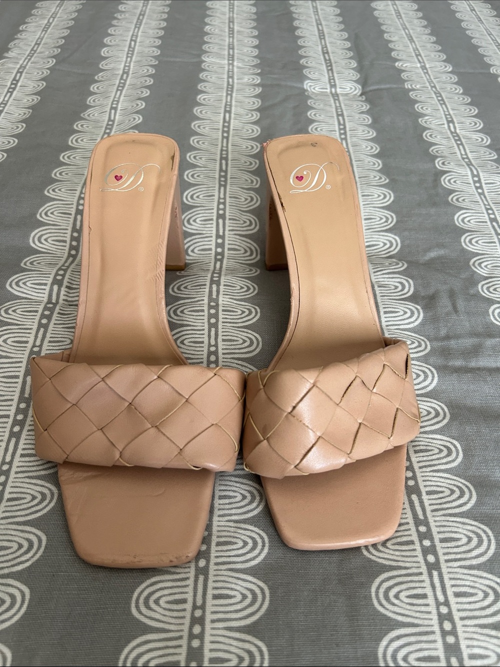 Dainty Nude Woven Slide Heels - Women